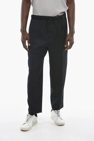 Drawstringed Virgin Wool Pants with Elastic Waistband