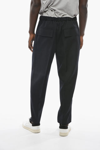 Drawstringed Virgin Wool Pants with Elastic Waistband