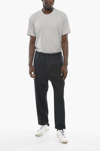 Drawstringed Virgin Wool Pants with Elastic Waistband