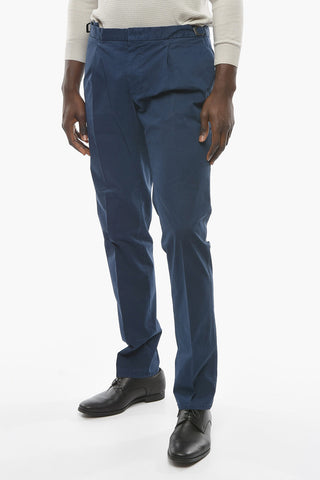 ID Single-pleated Chino Pants with Adjustable Waist