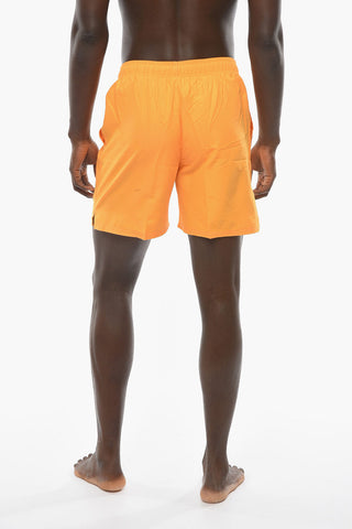 SWIM Solid-Color Boxer Swimsuit with Embroidered Logo