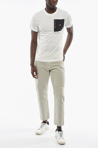 Solid Color Crew-Neck T-shirt With Contrasting Breast Pocket