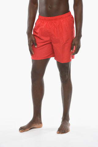SWIM Solid-Color Boxer Swimsuit with Embroidered Logo