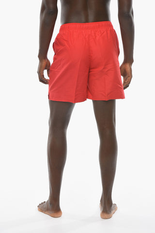 SWIM Solid-Color Boxer Swimsuit with Embroidered Logo