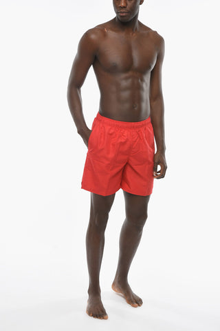 SWIM Solid-Color Boxer Swimsuit with Embroidered Logo
