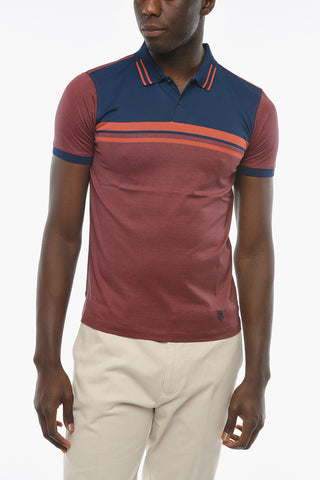 Polo Shirt with Striped Pattern and Embroidered Emblem