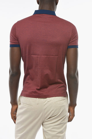 Polo Shirt with Striped Pattern and Embroidered Emblem