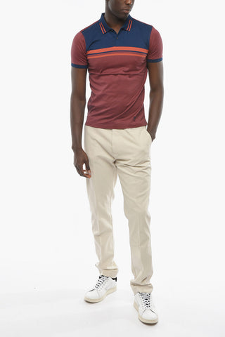 Polo Shirt with Striped Pattern and Embroidered Emblem