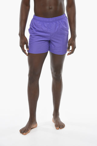 SWIM Solid Color Swim Shorts with Embroidery Logo