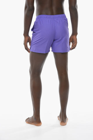 SWIM Solid Color Swim Shorts with Embroidery Logo