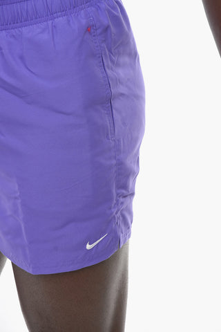 SWIM Solid Color Swim Shorts with Embroidery Logo