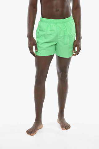 SWIM Solid Color Swim Shorts with Embroidered Logo