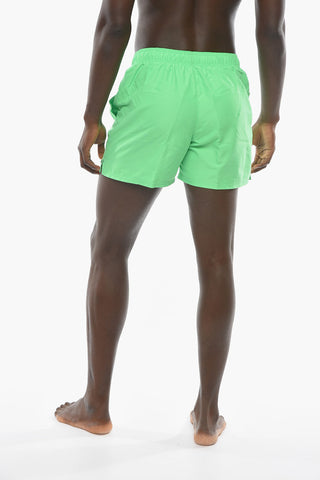 SWIM Solid Color Swim Shorts with Embroidered Logo