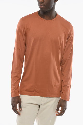 T-shirt a Maniche Lunghe in Seta