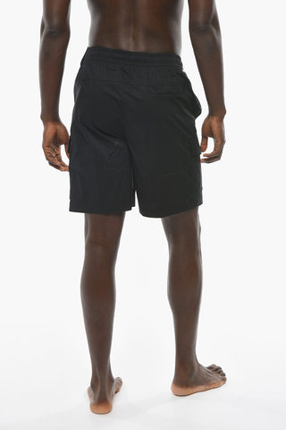 Solid Color Cargo Shorts with Embroidered Logo