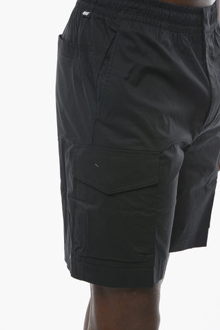 Solid Color Cargo Shorts with Embroidered Logo