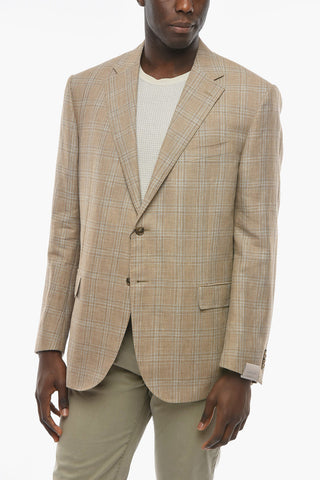 Blazer LEADER in Seta con Fantasia a Quadri e Tasche con Aletta