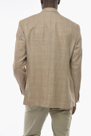 Blazer LEADER in Seta con Fantasia a Quadri e Tasche con Aletta