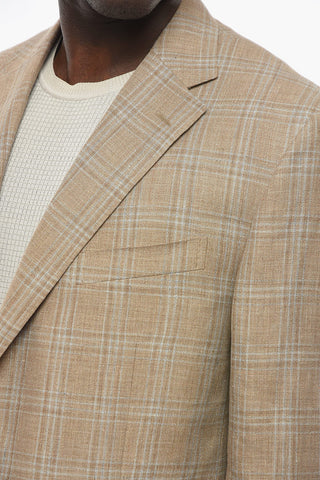 Blazer LEADER in Seta con Fantasia a Quadri e Tasche con Aletta