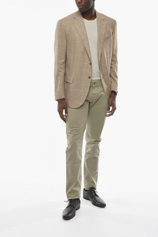 Blazer LEADER in Seta con Fantasia a Quadri e Tasche con Aletta