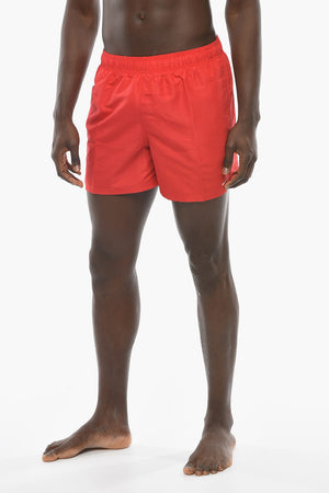 SWIM Solid-Color Boxer Swimsuit with Embroidered Logo