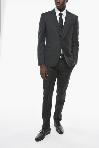 CC COLLECTION Virgin-wool CEREMONY RIGHT 3-piece Suit with Peak Lapel