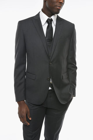 CC COLLECTION Virgin-wool CEREMONY RIGHT 3-piece Suit with Peak Lapel