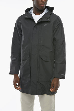 Solid-Color Parka with Hood and Concealed Closure