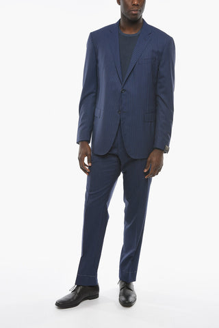 Extrafine Virgin-wool ACADEMT Suit in Pinstripe Motif