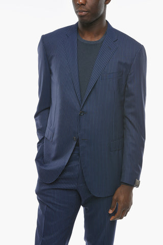Extrafine Virgin-wool ACADEMT Suit in Pinstripe Motif