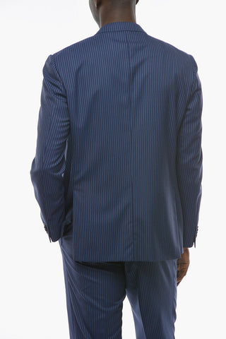 Extrafine Virgin-wool ACADEMT Suit in Pinstripe Motif