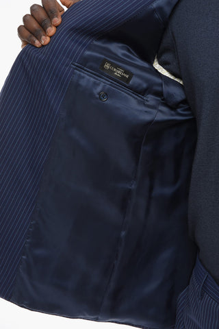 Extrafine Virgin-wool ACADEMT Suit in Pinstripe Motif