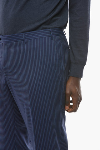 Extrafine Virgin-wool ACADEMT Suit in Pinstripe Motif