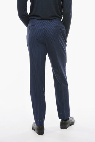 Extrafine Virgin-wool ACADEMT Suit in Pinstripe Motif