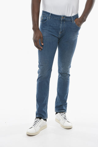 ID LUXURY DENIM Denims with Embroidered Emblem and Visible Stitching 17cm