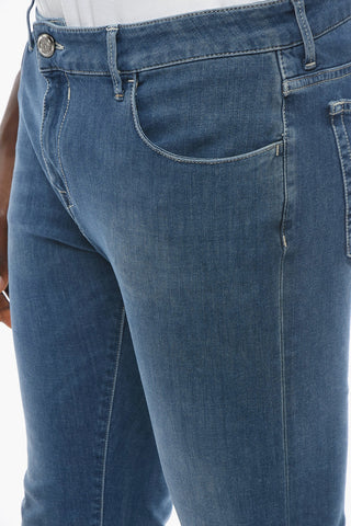 ID LUXURY DENIM Denims with Embroidered Emblem and Visible Stitching 17cm