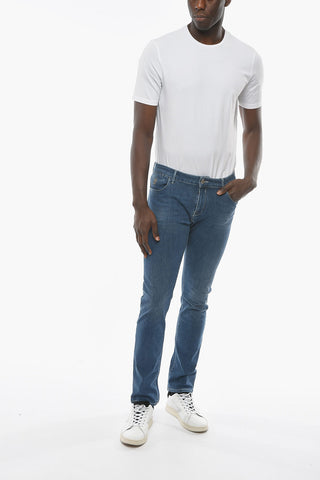 ID LUXURY DENIM Denims with Embroidered Emblem and Visible Stitching 17cm