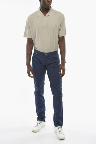 ID LUXURY DENIM Stretch Denim Trousers with Embroidered Logo 18,5cm