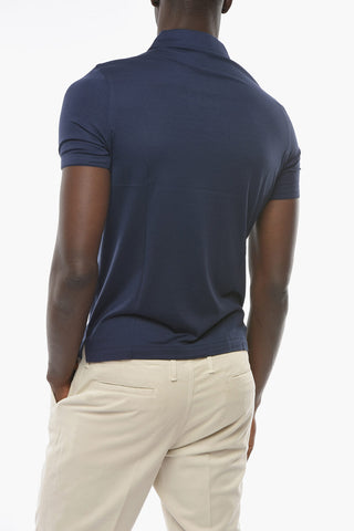 Silk Polo T-shirt with Logo Embroidery