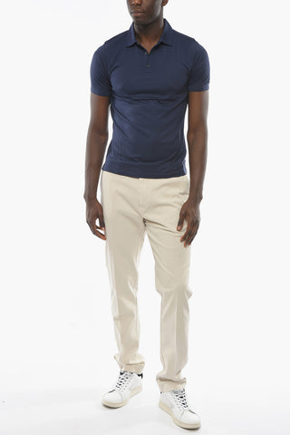 Silk Polo T-shirt with Logo Embroidery
