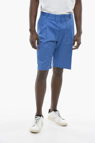ID Stretch-Baumwoll-Shorts mit zwei Bundfalten