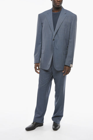 17,25 Microns Virgin-wool LEADER Suit with Notch Lapel