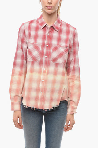 Camicia Sahariana in Cotone Motivo Plaid Check
