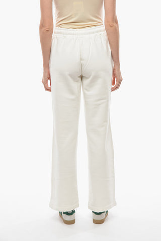 Fleece Cotton Joggers with Flared Leg and Logo Lettering