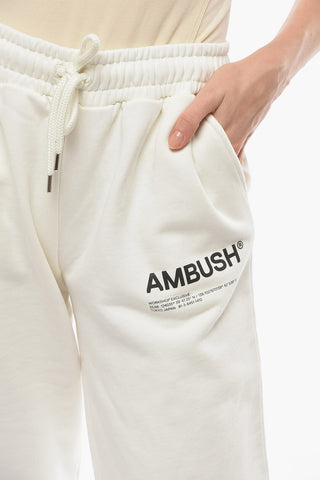 Fleece Cotton Joggers with Flared Leg and Logo Lettering