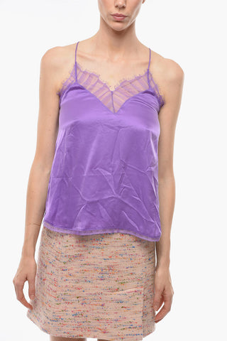 Silk Top with Lace Trimming
