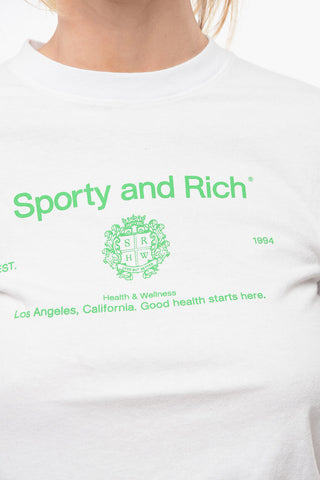 T-Shirt Girocollo in Tinta Unita con Stampa a Contrasto
