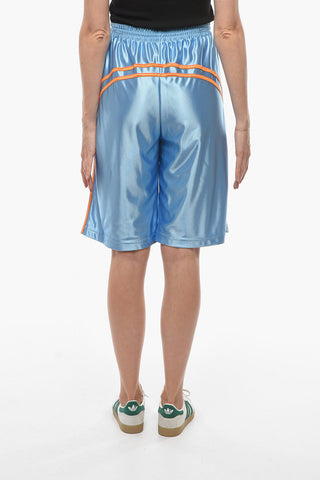 Tech-satin Joggers Shorts with Contrasting Bands