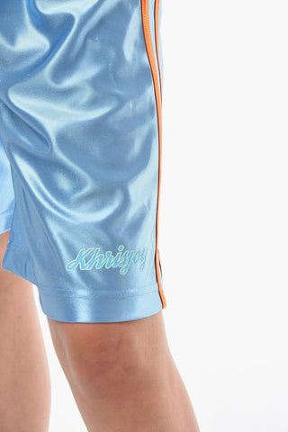 Tech-satin Joggers Shorts with Contrasting Bands