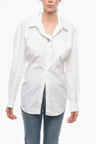 Popeline Cotton Shirt with Trompe L'oeil Collar